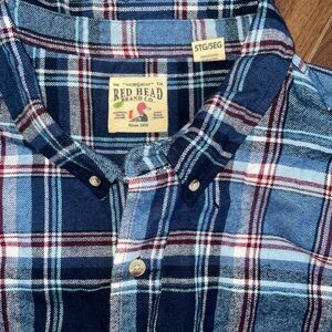 RedHead Men's Blue and White Plaid Shirt
